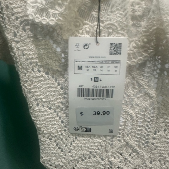 Zara Cream Lace Knit Top - Picture 6 of 9